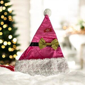 Holiday Time Velvet Christmas Santa Hat, Pink Santa Clause Holiday